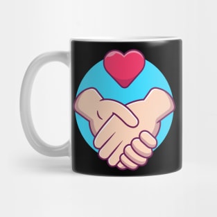 Holding hands with heart cartoon Mug